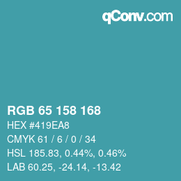 カラーコード: RGB 65 158 168 | qconv.com