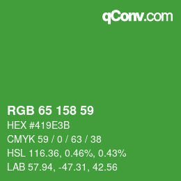 カラーコード: RGB 65 158 59 | qconv.com