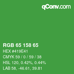 Color code: RGB 65 158 65 | qconv.com