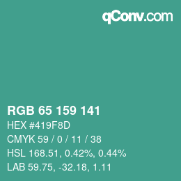 Color code: RGB 65 159 141 | qconv.com