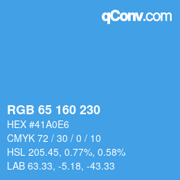 Farbcode: RGB 65 160 230 | qconv.com