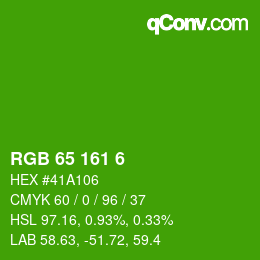 カラーコード: RGB 65 161 6 | qconv.com