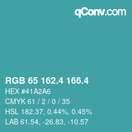 カラーコード: RGB 65 162.4 166.4 | qconv.com