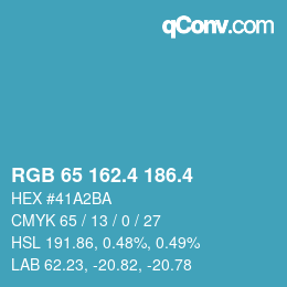 カラーコード: RGB 65 162.4 186.4 | qconv.com