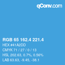 カラーコード: RGB 65 162.4 221.4 | qconv.com