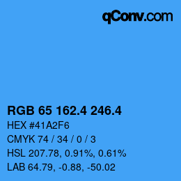 カラーコード: RGB 65 162.4 246.4 | qconv.com