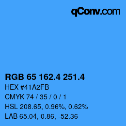 カラーコード: RGB 65 162.4 251.4 | qconv.com