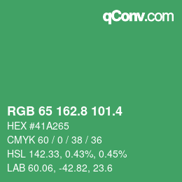 カラーコード: RGB 65 162.8 101.4 | qconv.com