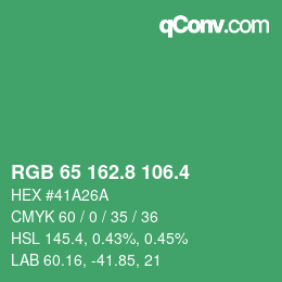 カラーコード: RGB 65 162.8 106.4 | qconv.com