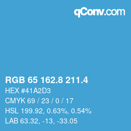カラーコード: RGB 65 162.8 211.4 | qconv.com