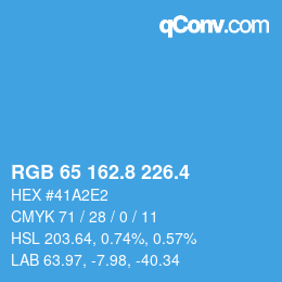 カラーコード: RGB 65 162.8 226.4 | qconv.com