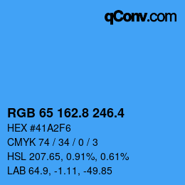 カラーコード: RGB 65 162.8 246.4 | qconv.com