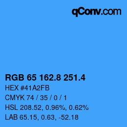 カラーコード: RGB 65 162.8 251.4 | qconv.com