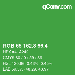 カラーコード: RGB 65 162.8 66.4 | qconv.com