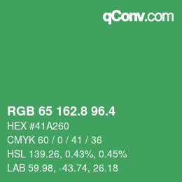 カラーコード: RGB 65 162.8 96.4 | qconv.com
