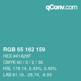 Color code: RGB 65 162 159 | qconv.com