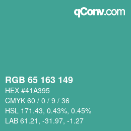 Color code: RGB 65 163 149 | qconv.com