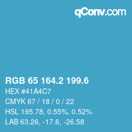 カラーコード: RGB 65 164.2 199.6 | qconv.com