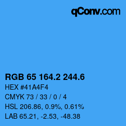 カラーコード: RGB 65 164.2 244.6 | qconv.com