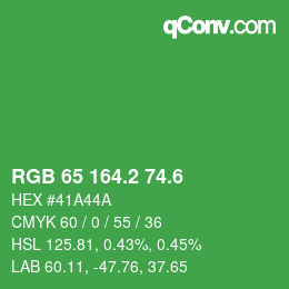 カラーコード: RGB 65 164.2 74.6 | qconv.com