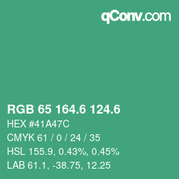 カラーコード: RGB 65 164.6 124.6 | qconv.com