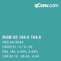 カラーコード: RGB 65 164.6 164.6 | qconv.com