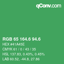 カラーコード: RGB 65 164.6 94.6 | qconv.com