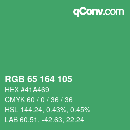 カラーコード: RGB 65 164 105 | qconv.com