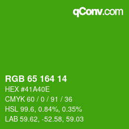 Color code: RGB 65 164 14 | qconv.com