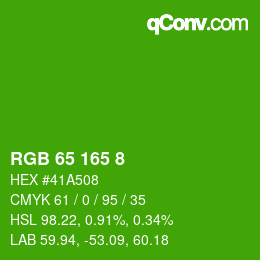 カラーコード: RGB 65 165 8 | qconv.com