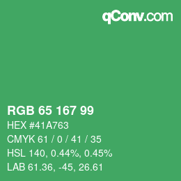 Color code: RGB 65 167 99 | qconv.com