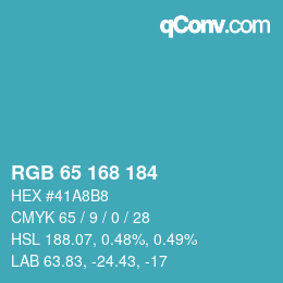 Color code: RGB 65 168 184 | qconv.com