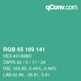 Código de color: RGB 65 169 141 | qconv.com