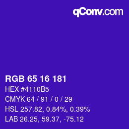 Color code: RGB 65 16 181 | qconv.com