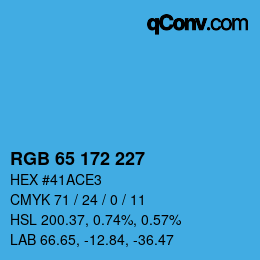 カラーコード: RGB 65 172 227 | qconv.com