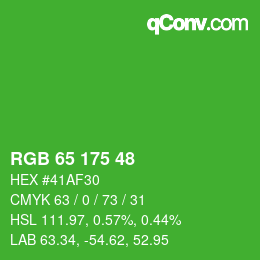 Color code: RGB 65 175 48 | qconv.com