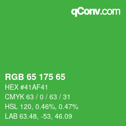 Color code: RGB 65 175 65 | qconv.com