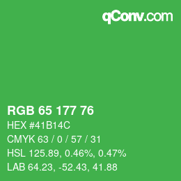 Color code: RGB 65 177 76 | qconv.com