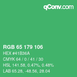 颜色代码: RGB 65 179 106 | qconv.com