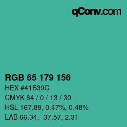 Color code: RGB 65 179 156 | qconv.com