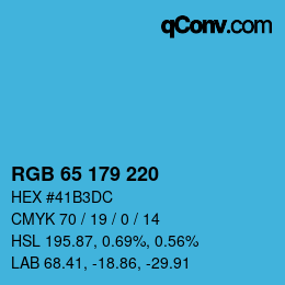 Color code: RGB 65 179 220 | qconv.com