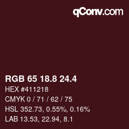カラーコード: RGB 65 18.8 24.4 | qconv.com