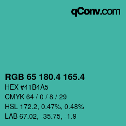 カラーコード: RGB 65 180.4 165.4 | qconv.com