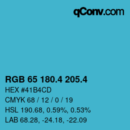 カラーコード: RGB 65 180.4 205.4 | qconv.com