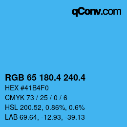 カラーコード: RGB 65 180.4 240.4 | qconv.com