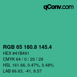 カラーコード: RGB 65 180.8 145.4 | qconv.com