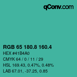 カラーコード: RGB 65 180.8 160.4 | qconv.com