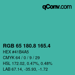 カラーコード: RGB 65 180.8 165.4 | qconv.com