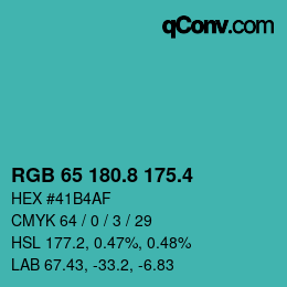 カラーコード: RGB 65 180.8 175.4 | qconv.com