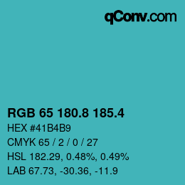 カラーコード: RGB 65 180.8 185.4 | qconv.com